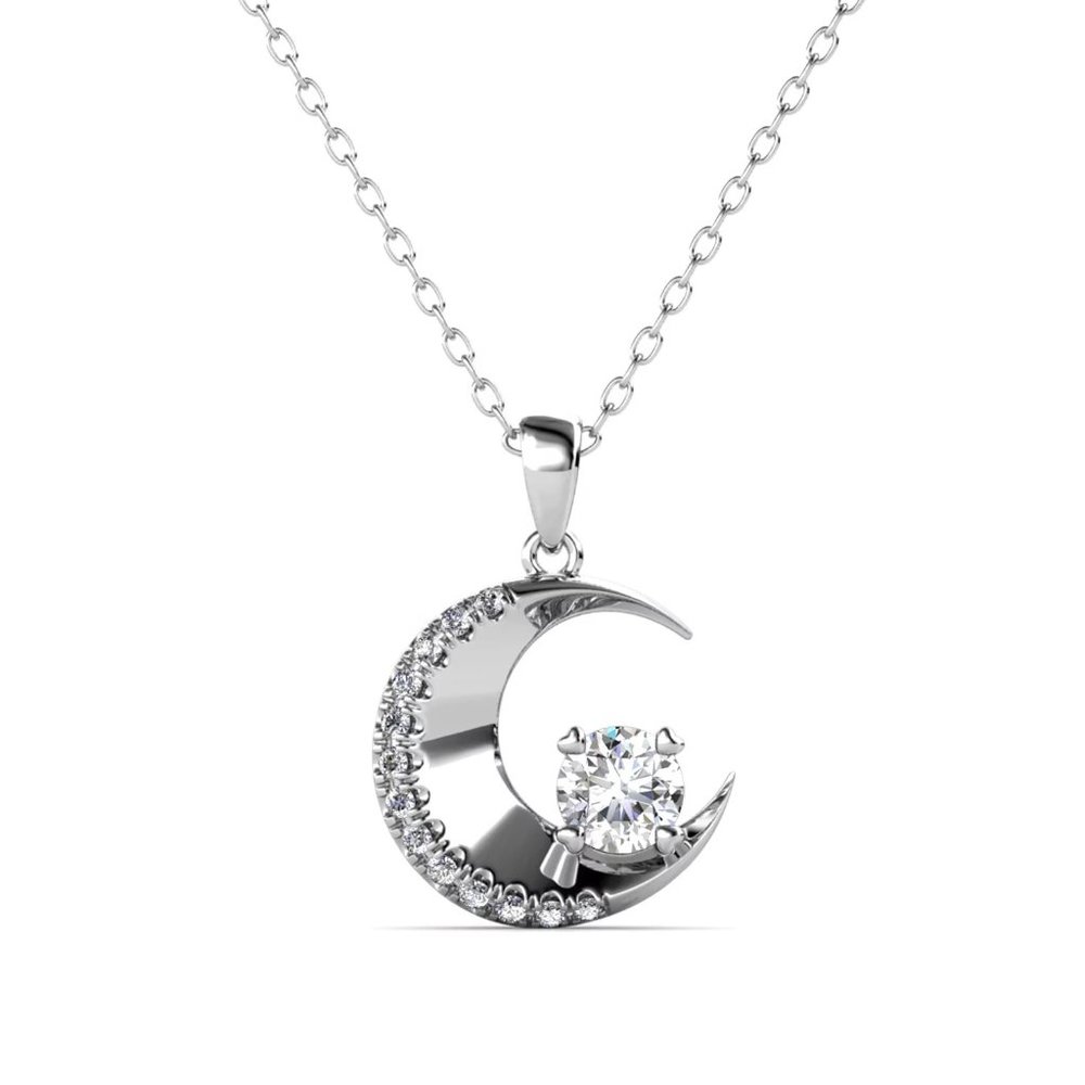 Certified 1/2ct. t.w. Diamond Moon Necklace